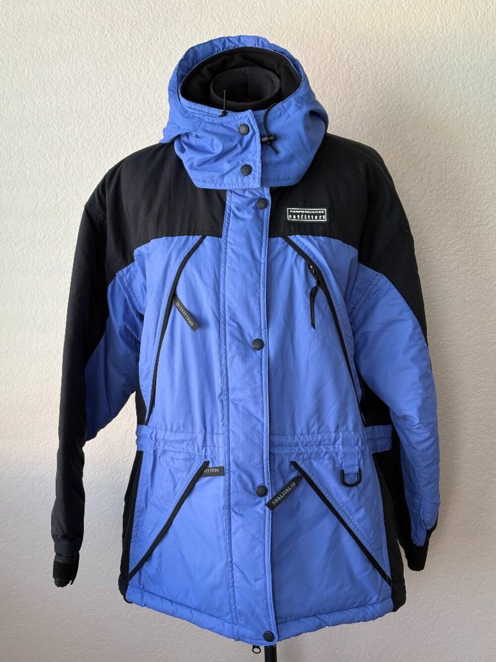 Performance Outfitters Women's M Insulated Ski Jacket Nylon Blue Black Hood